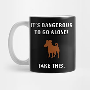 It's dangerous to go alone - Retro gaming Outdoor, Mountain, Hiking, Camping and Dog Lovers Mug